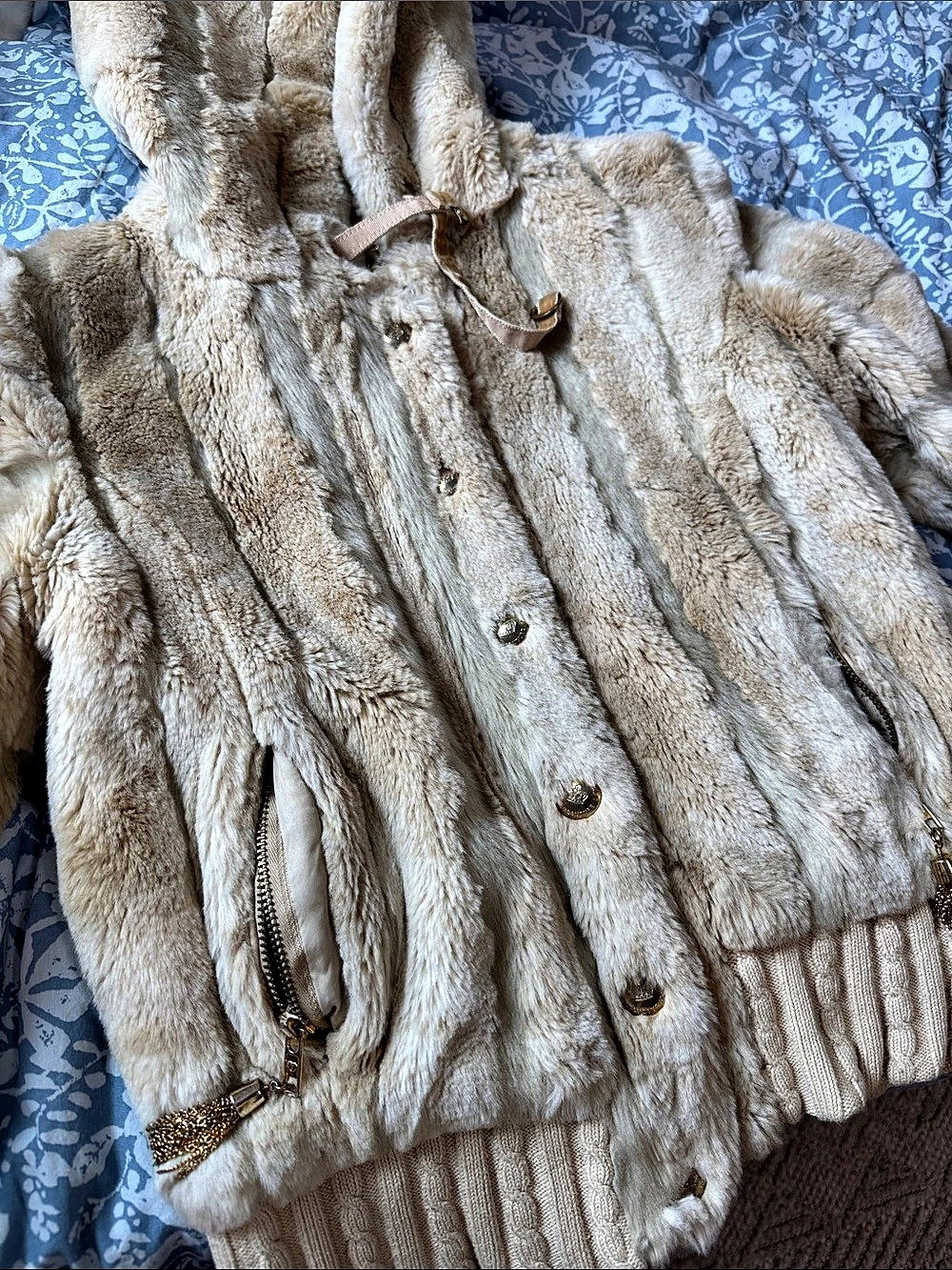 Y2K Juicy Couture Faux Fur Hooded Jacket Brown